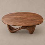 Sculptural Oval Coffee Table With Wave Base For Living Room