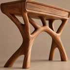 Sculptural Solid Wood Console Table With Branching Legs For Living Room
