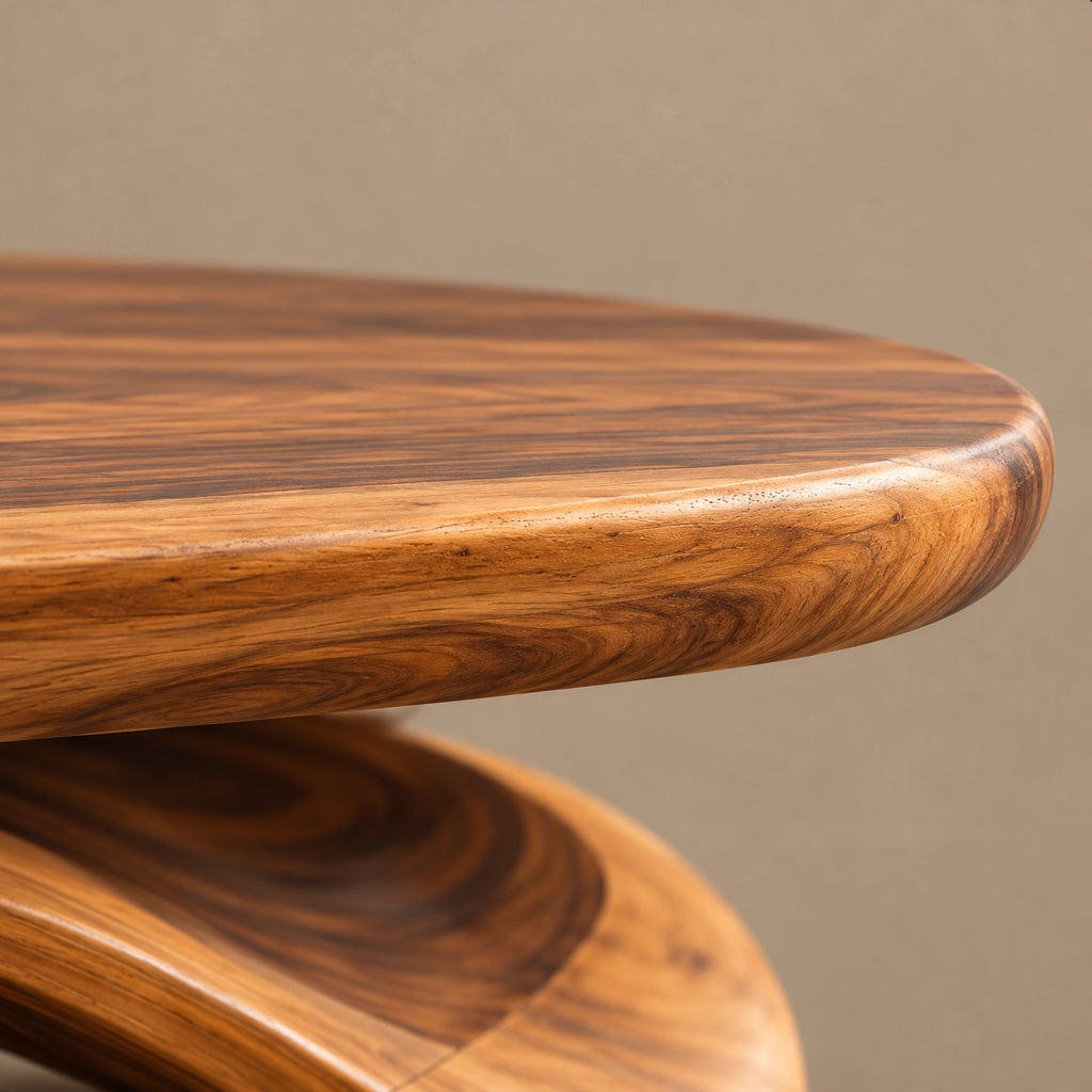 Organic Oval Coffee Table With Flowing Ribbon Base For Living Room