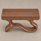 Sculptural Wave Leg Console Table With Hidden Drawers For Entryway