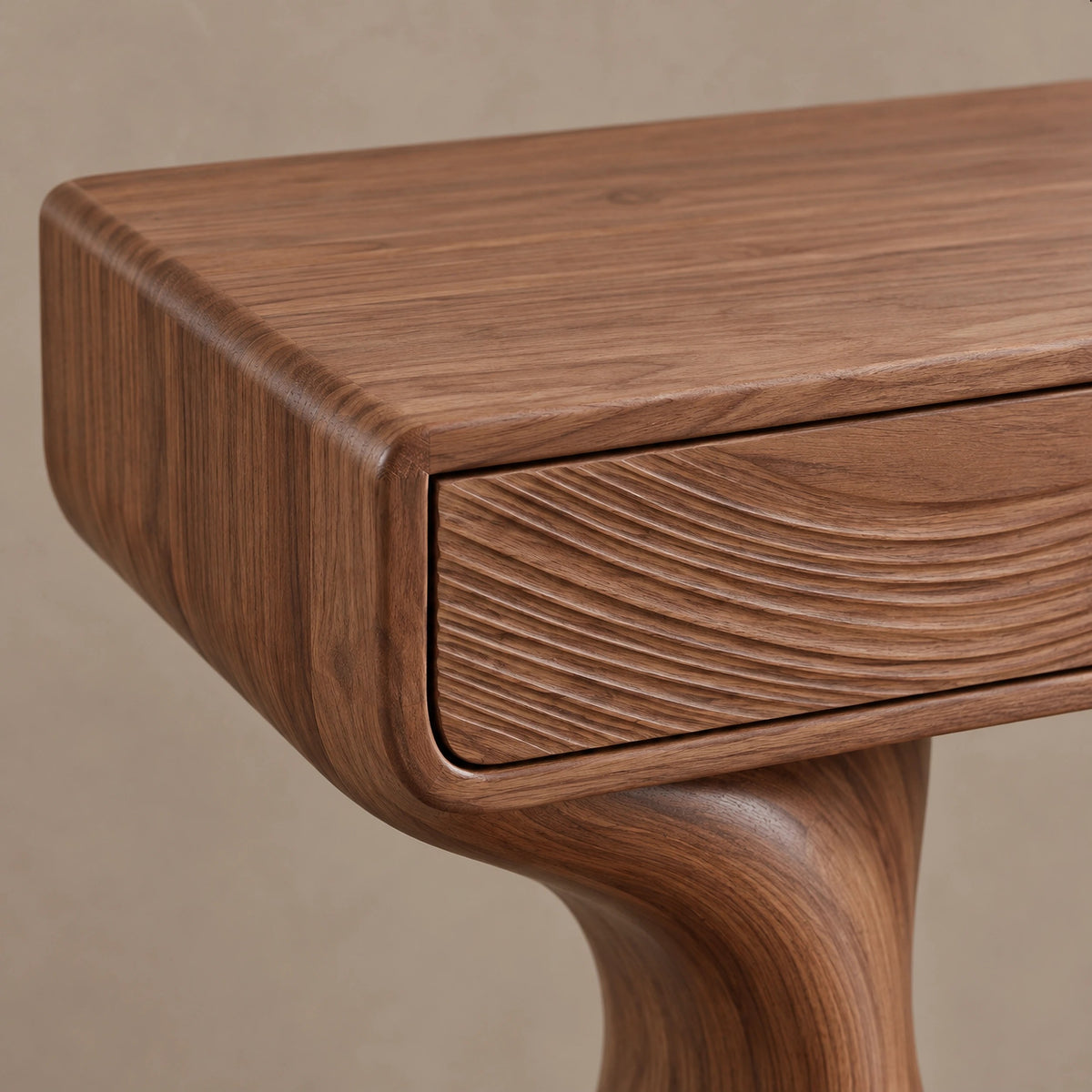Sculptural Wave Leg Console Table With Hidden Drawers For Entryway