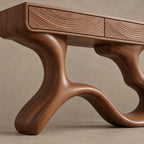 Sculptural Wave Leg Console Table With Hidden Drawers For Entryway