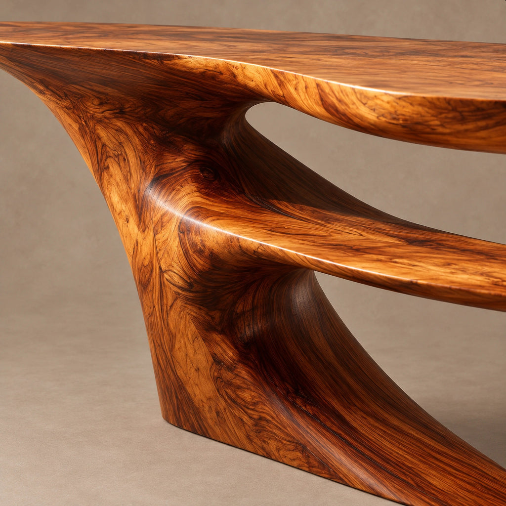 Statement Cantilever Console Table With Lower Wing Shelf For Entryway