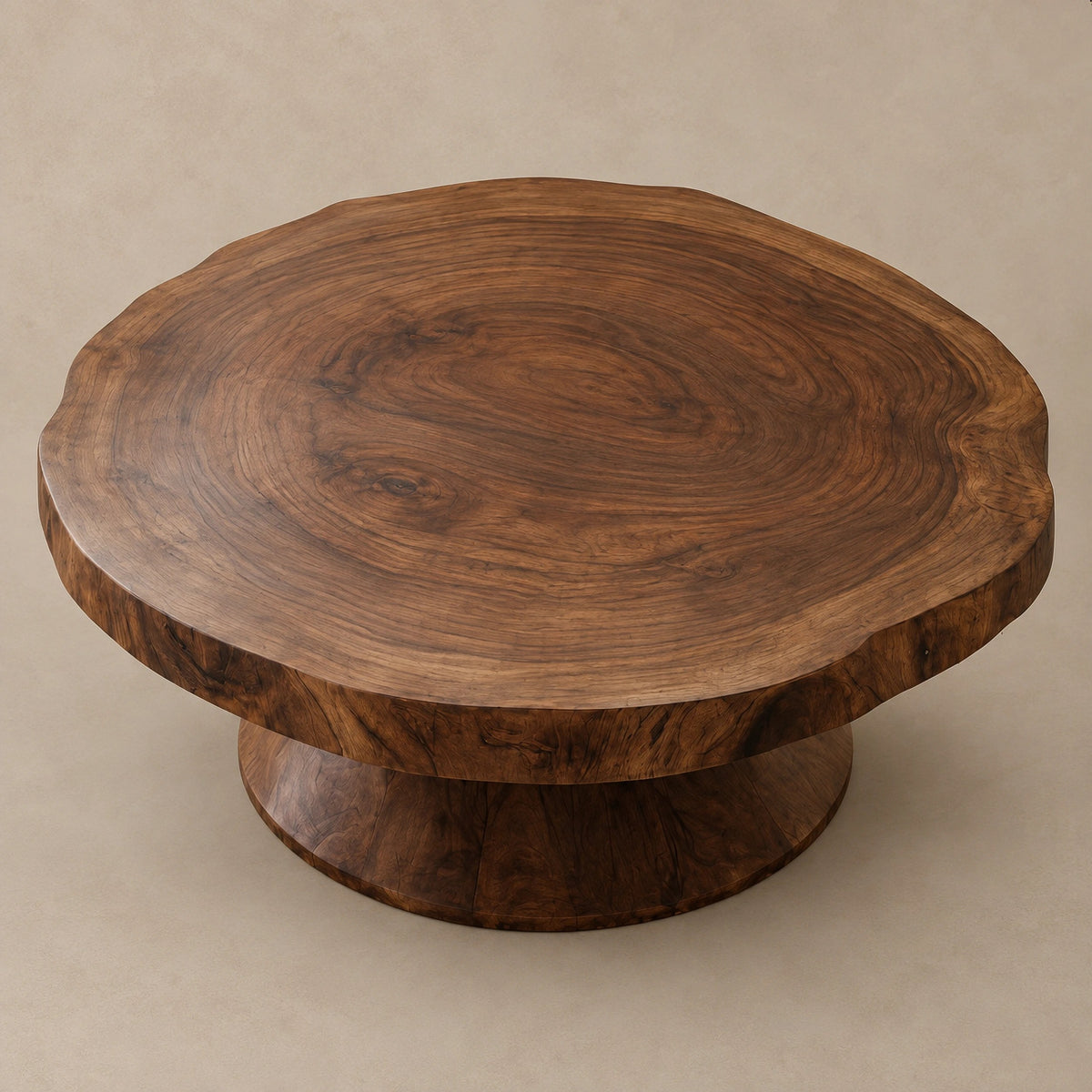 Statement Round Coffee Table With Conical Pedestal Base For Living Room