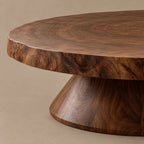 Statement Round Coffee Table With Conical Pedestal Base For Living Room
