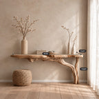 Floating Console Table with Driftwood Branch Leg, Wall Mounted Live Edge Entryway Table