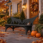 Spread Wing Backrest Bench, Armless Sculptural Solid Wood Patio Bench with Swept Back Panels