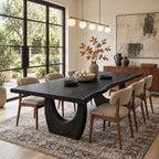 Crescent Base Live Edge Dining Table, Solid Wood Slab on Two Arched Half-Moon Pedestals, 63 to 108 Inch