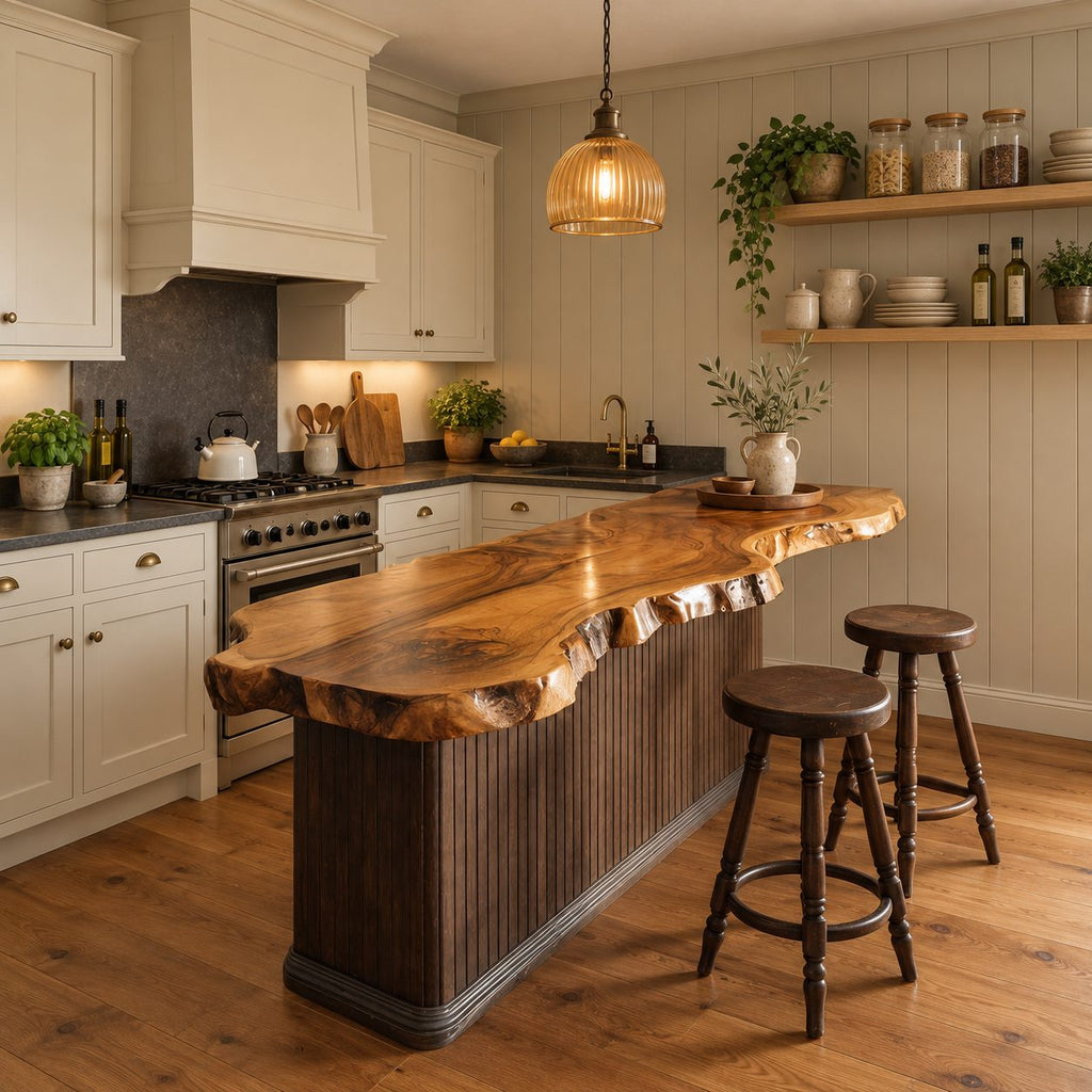 Live Edge Countertop Slab, Solid Wood Kitchen Island Top with Raw Natural Edge, 39 to 79 Inch Bar Top