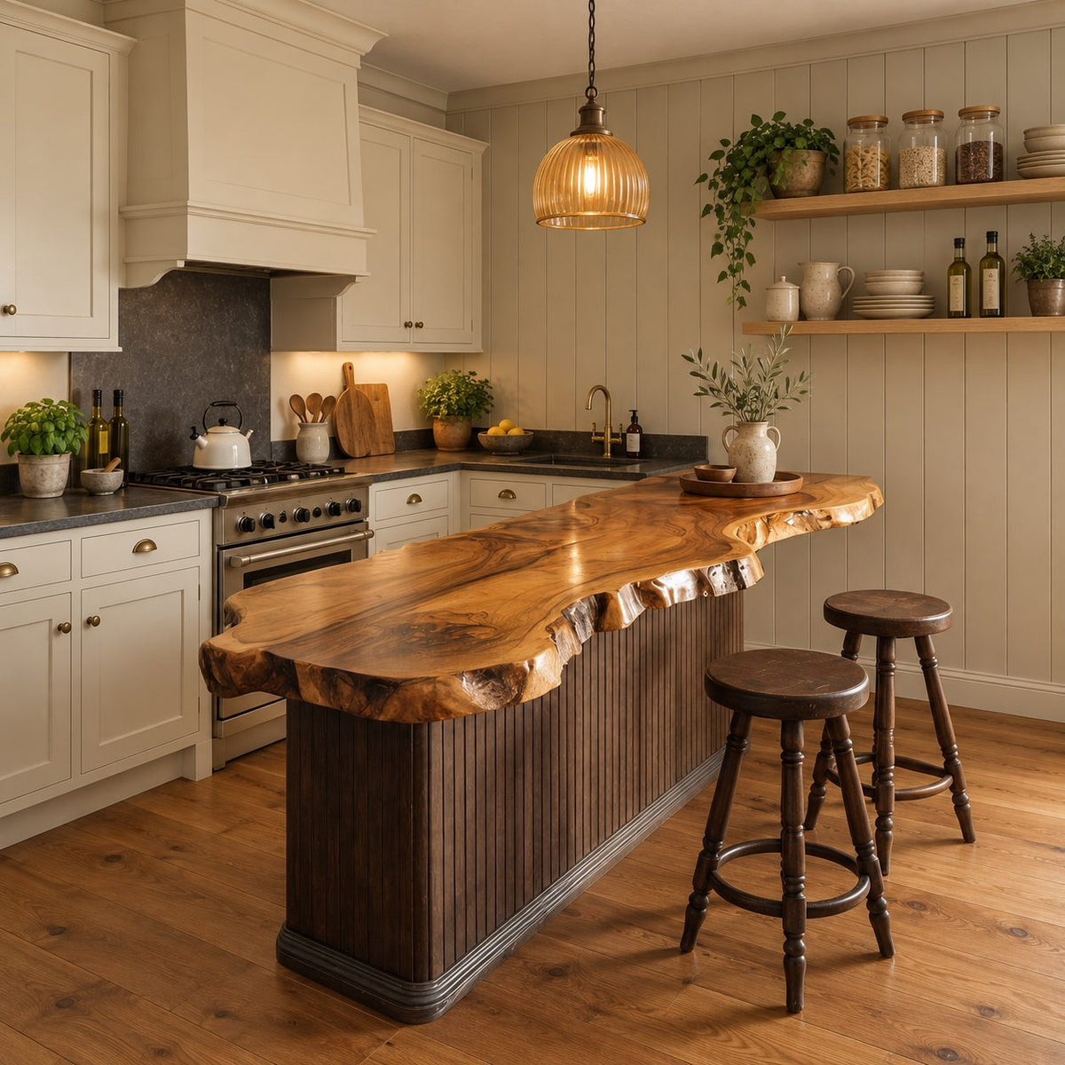 Live Edge Countertop Slab, Solid Wood Kitchen Island Top with Raw Natural Edge, 39 to 79 Inch Bar Top
