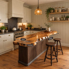 Live Edge Countertop Slab, Solid Wood Kitchen Island Top with Raw Natural Edge, 39 to 79 Inch Bar Top