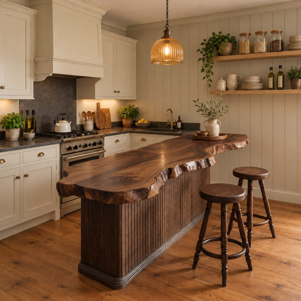 Live Edge Countertop Slab, Solid Wood Kitchen Island Top with Raw Natural Edge, 39 to 79 Inch Bar Top