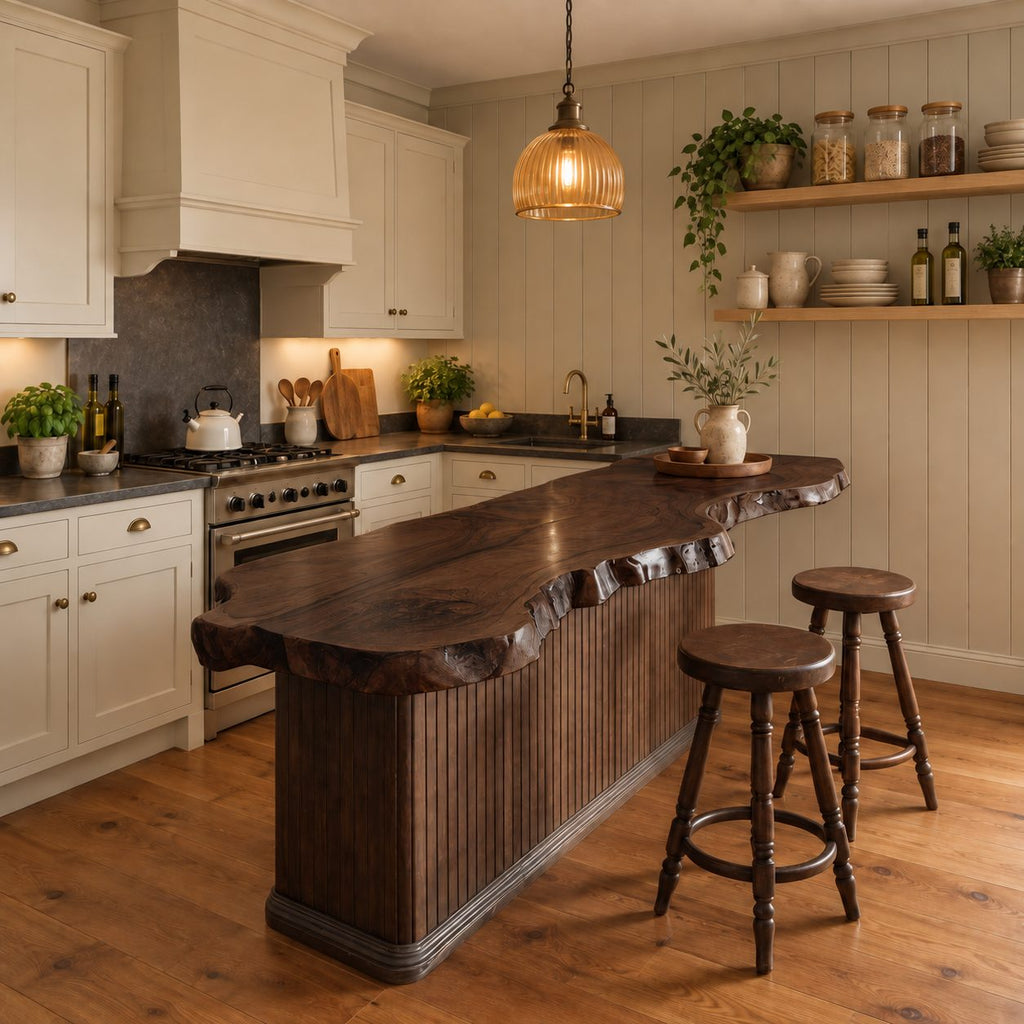 Live Edge Countertop Slab, Solid Wood Kitchen Island Top with Raw Natural Edge, 39 to 79 Inch Bar Top