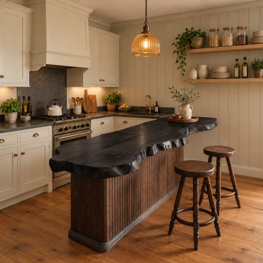 Live Edge Countertop Slab, Solid Wood Kitchen Island Top with Raw Natural Edge, 39 to 79 Inch Bar Top