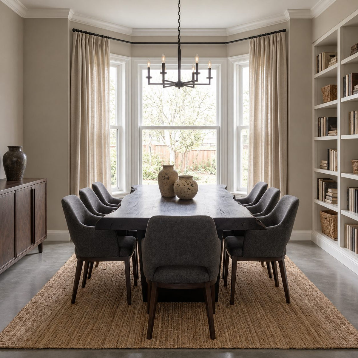 Rough Edge Plank Base Dining Table, Thick Live Edge Solid Wood Slab on a Board Pedestal, Seats 4 to 12