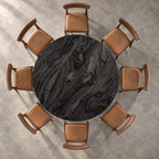 Butterfly Key Round Dining Table, Solid Wood Slab Top on a Crossed Plank Pedestal, 35 to 47 Inch
