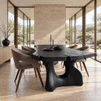 Freeform Live Edge Dining Table, Organic Solid Wood Slab on Two Sculpted Trunk Pedestals, 63 to 108 Inch