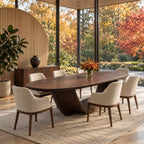 Cradle Base Oval Dining Table, Solid Wood Top on an Open Sweeping Sculptural Base, Seats 6 to 12