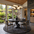 Spiral Pedestal Round Dining Table, Solid Wood Top on a Wide Swirling Carved Base, 32 to 59 Inch
