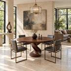 Spiral Pedestal Round Dining Table, Solid Wood Top on a Wide Swirling Carved Base, 32 to 59 Inch