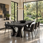 Root Leg Live Edge Dining Table, Solid Wood Slab on Two Carved Splayed Tree-Form Legs, Seats 6 to 12