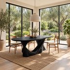Twist Leg Oval Dining Table, Solid Wood Racetrack Top on a Turning Sculptural Base, 63 to 79 Inch
