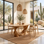 Twist Leg Oval Dining Table, Solid Wood Racetrack Top on a Turning Sculptural Base, 63 to 79 Inch