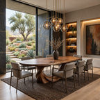 Twist Leg Oval Dining Table, Solid Wood Racetrack Top on a Turning Sculptural Base, 63 to 79 Inch