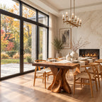 Tree Form Live Edge Dining Table, Solid Wood Slab on Two Twisted Driftwood-Style Carved Legs, 48-120 Inch