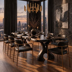 Irregular Edge Dining Table, Live Edge Solid Wood Slab with Natural Voids on Carved Cut-Out Legs, 48-120 Inch