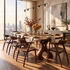 Irregular Edge Dining Table, Live Edge Solid Wood Slab with Natural Voids on Carved Cut-Out Legs, 48-120 Inch