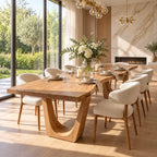 U Leg Live Edge Dining Table, Minimal Solid Wood Slab on Two Angled U-Shaped Legs, 48 to 120 Inch