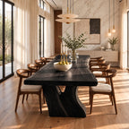 Flared Root Leg Dining Table, Live Edge Solid Wood Slab on Two Sculpted Trunk-Form Legs, 48 to 120 Inch