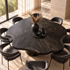 Cloud Edge Round Table Top, Solid Wood Scalloped Dining Tabletop with Swirling Grain, 32 to 59 Inch