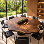 Cloud Edge Round Table Top, Solid Wood Scalloped Dining Tabletop with Swirling Grain, 32 to 59 Inch