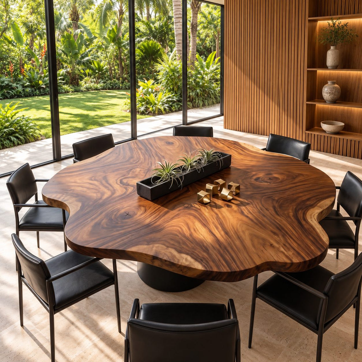 Cloud Edge Round Table Top, Solid Wood Scalloped Dining Tabletop with Swirling Grain, 32 to 59 Inch