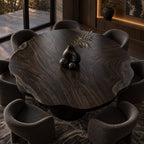 Wavy Rim Round Table Top, Live Edge Solid Wood Dining Tabletop with Bold Flame Grain, 32 to 59 Inch