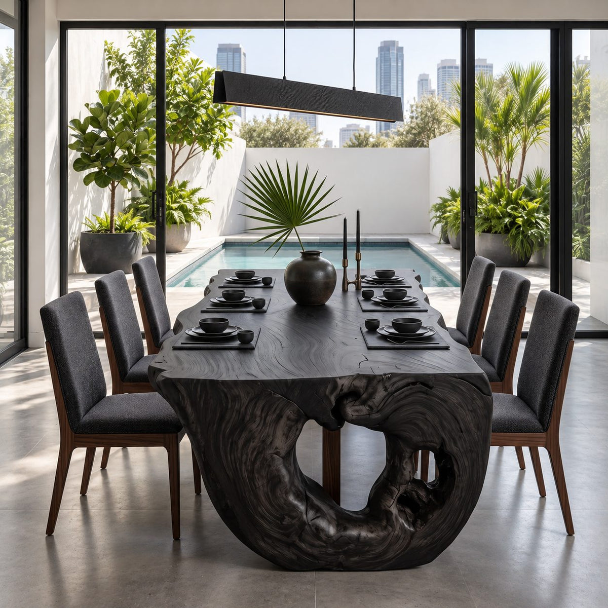 Burl Figured Dining Table Top, Sculptural Solid Wood Tabletop with Irregular Natural Edge, 63 to 98 Inch