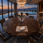 Rippled Edge Round Table Top, Live Edge Solid Wood Dining Tabletop with Bold Swirl Grain, 32 to 59 Inch