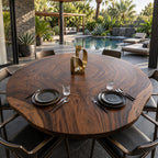 Growth Ring Round Table Top, Rustic Live Edge Solid Wood Dining Tabletop, 32 to 59 Inch, Seats Up to 8
