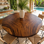 Growth Ring Round Table Top, Rustic Live Edge Solid Wood Dining Tabletop, 32 to 59 Inch, Seats Up to 8