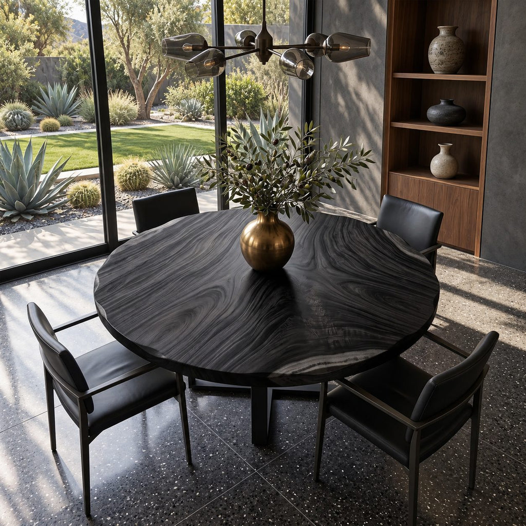 Organic Rim Round Dining Table Top, Contemporary Solid Wood Tabletop with Figured Grain, 32 to 59 Inch