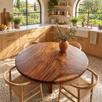 Organic Rim Round Dining Table Top, Contemporary Solid Wood Tabletop with Figured Grain, 32 to 59 Inch