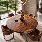 Organic Rim Round Dining Table Top, Contemporary Solid Wood Tabletop with Figured Grain, 32 to 59 Inch
