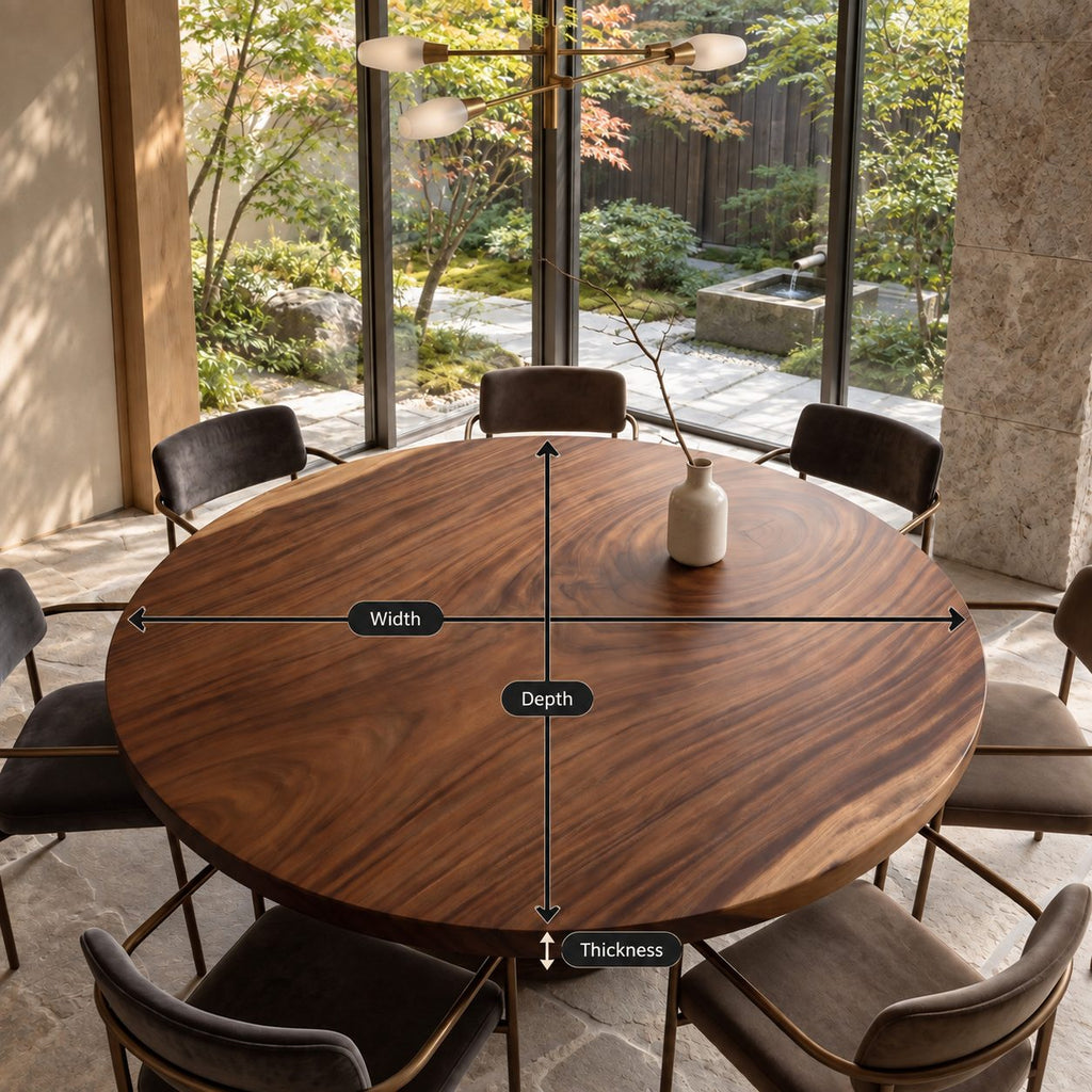 Smooth Rim Round Table Top, Mid Century Solid Wood Dining Tabletop with a Clean Circular Edge, 32 to 59 Inch