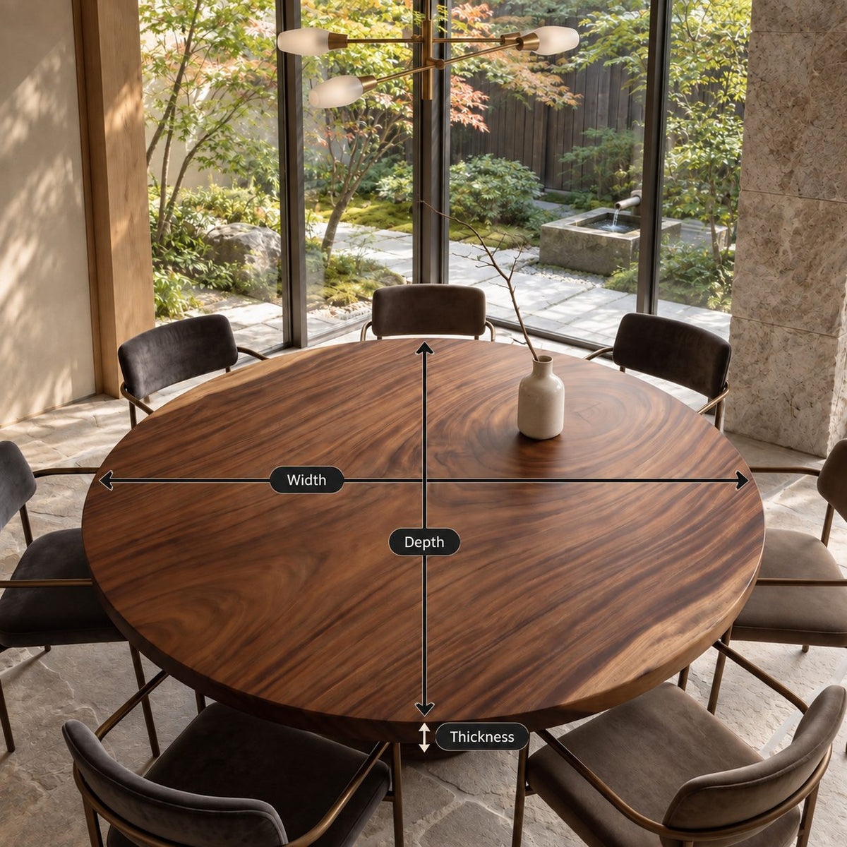 Smooth Rim Round Table Top, Mid Century Solid Wood Dining Tabletop with a Clean Circular Edge, 32 to 59 Inch