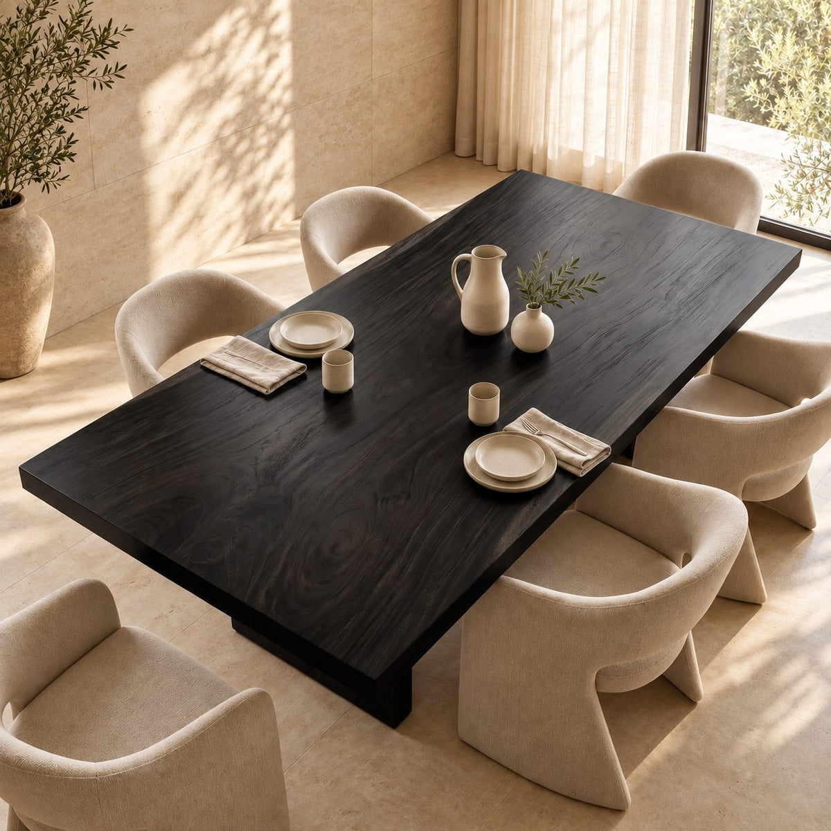 Straight Edge Rectangular Table Top, Mid Century Solid Wood Dining Tabletop, 47 to 83 Inch Long