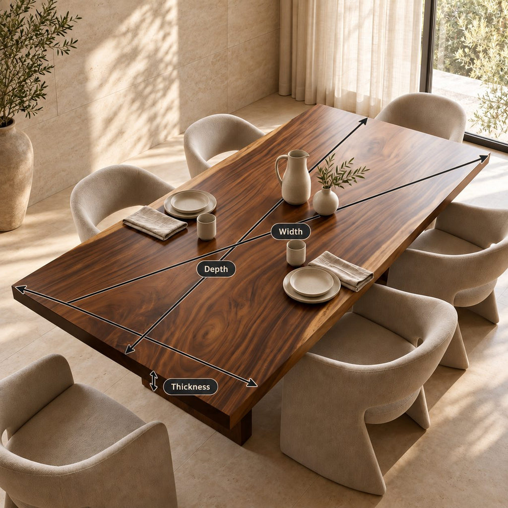 Straight Edge Rectangular Table Top, Mid Century Solid Wood Dining Tabletop, 47 to 83 Inch Long