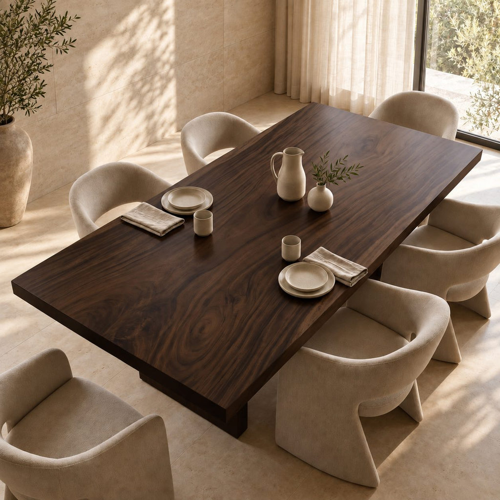 Straight Edge Rectangular Table Top, Mid Century Solid Wood Dining Tabletop, 47 to 83 Inch Long