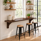 Wall Mounted Bar Counter, Solid Wood Breakfast Bar Plank for Small Kitchens, 1.5 Inch Thick, 10 to 47 Inch